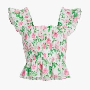 Hill House The Paz Nap Top in Pink Roses XL